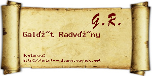 Galát Radvány névjegykártya